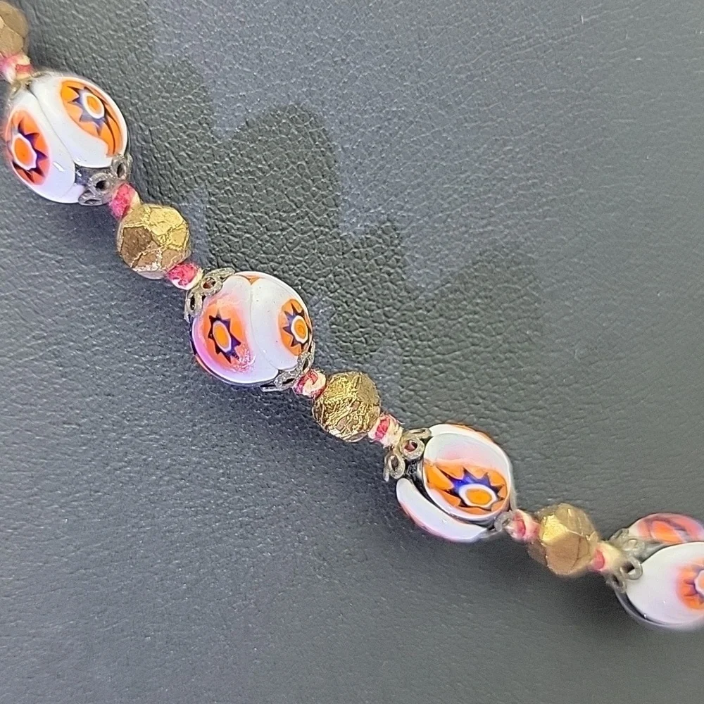 Murano Moretti Millefiori Venetian Glass Bead Necklace 15